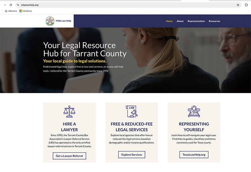 TCBA Law Help website screenshot